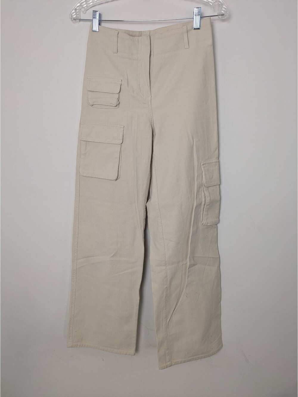 Aritzia Wilfred Free Beige Modern Cargo Utility Pants High Rise Wide Leg Size 0